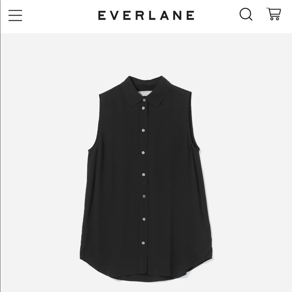 Everlane women’s silk sleeveless shirt black. Size is 10. 100% silk